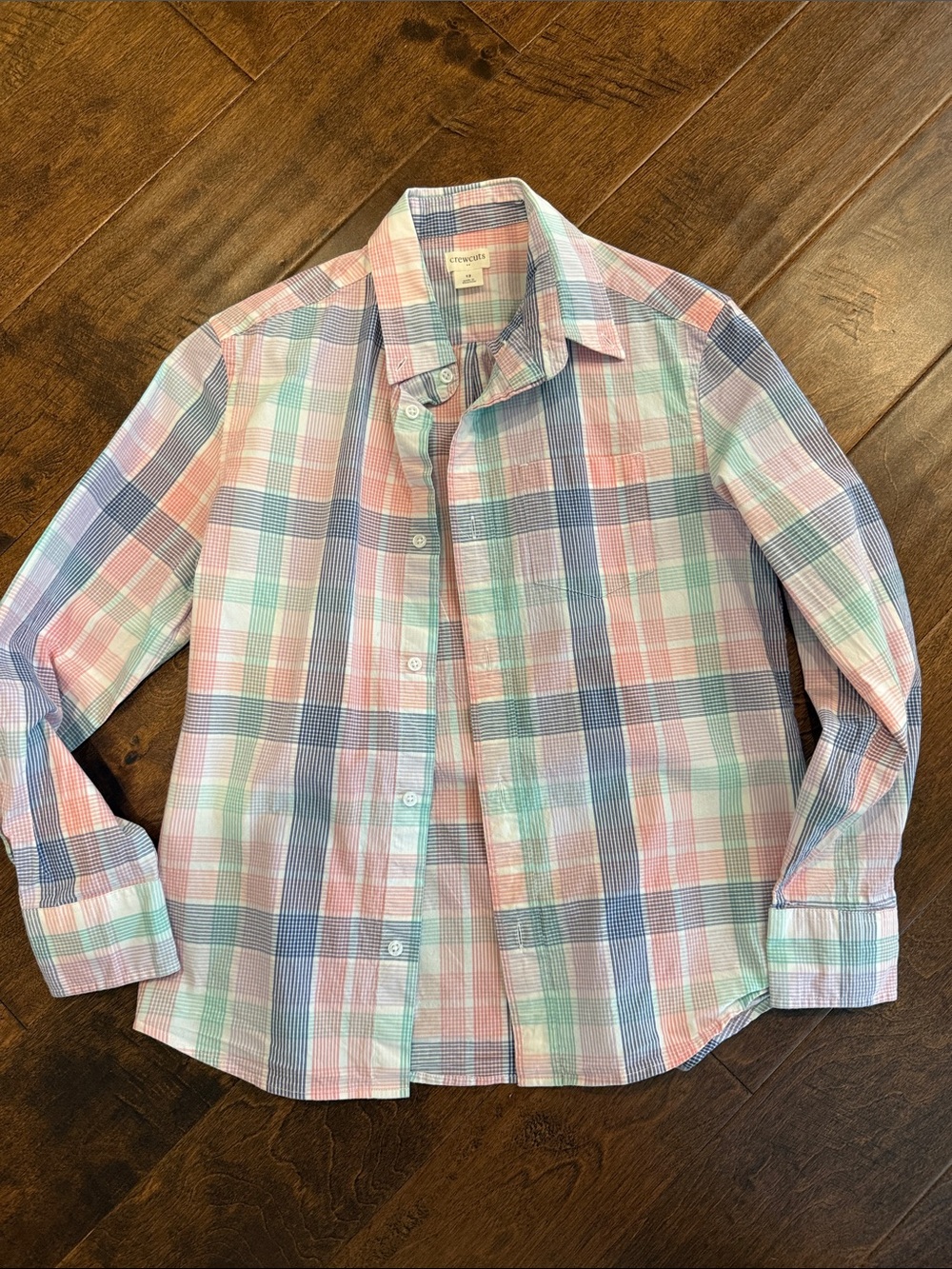 Crewcuts Pastel Plaid Button-Down Shirt - Pink, Blue, Mint
